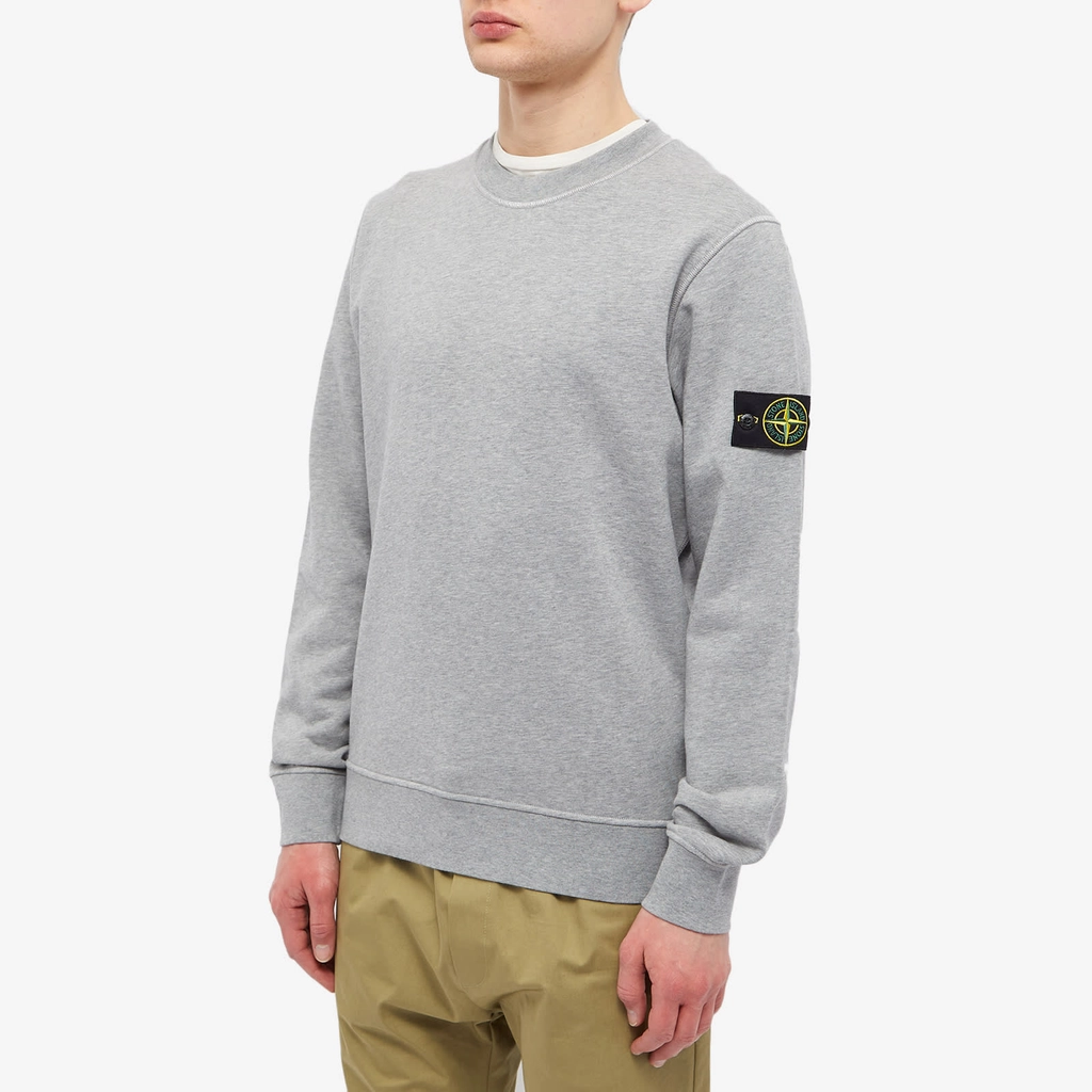 Stone Island Men's Garment Dyed Crew Neck Sweat Grey Marl